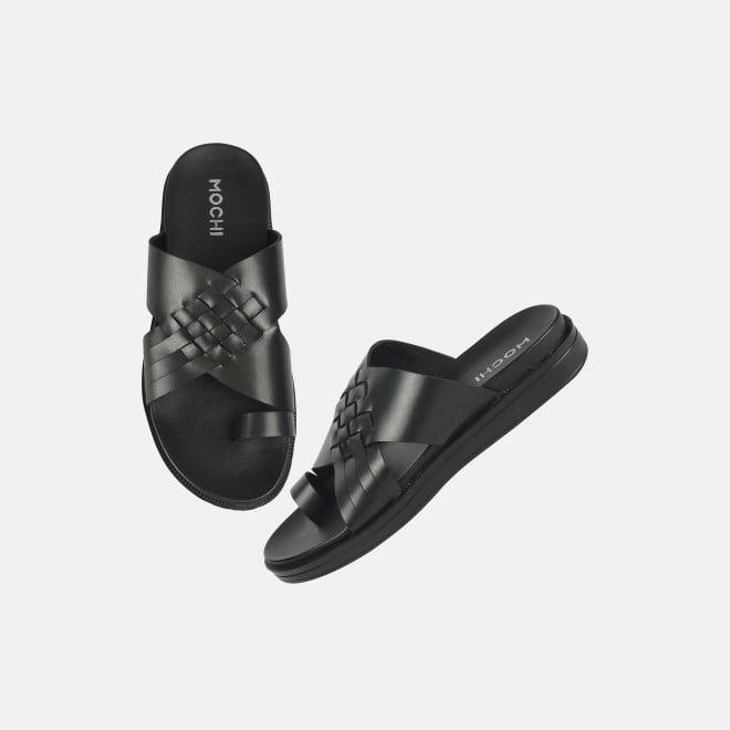 Mochi Men Black Casual Slippers (SKU: 16-1215-11-40)