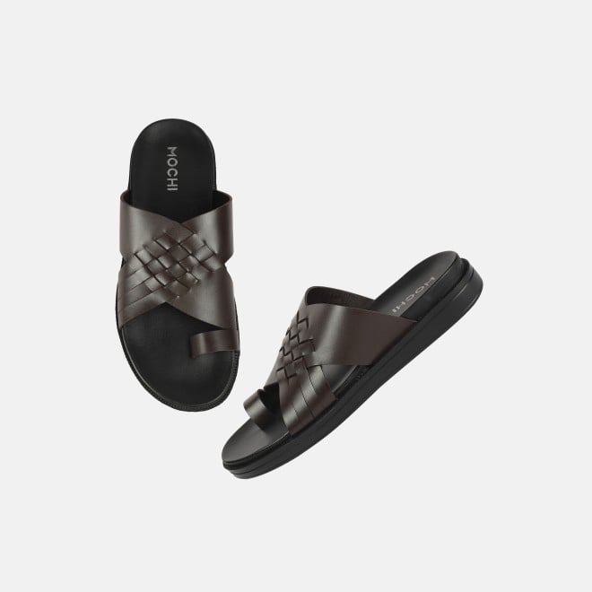Mochi Men Brown Casual Slippers (SKU: 16-1215-12-40)