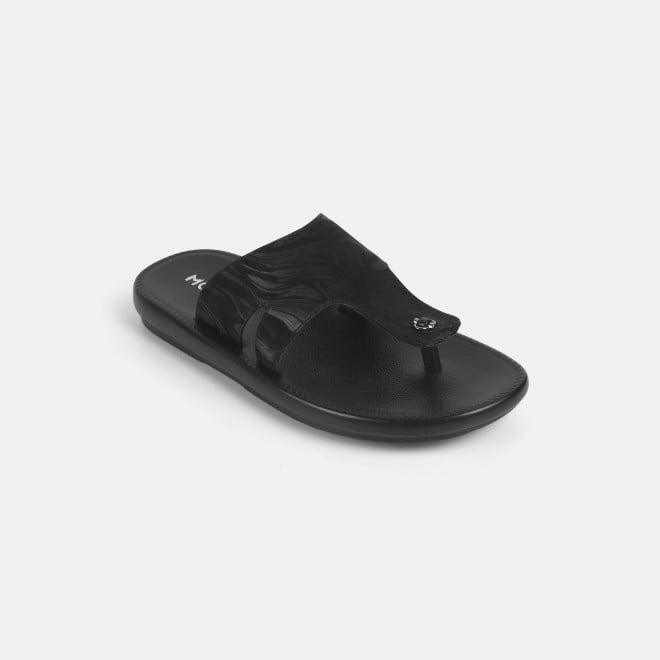 Mochi Men Black Casual Slippers