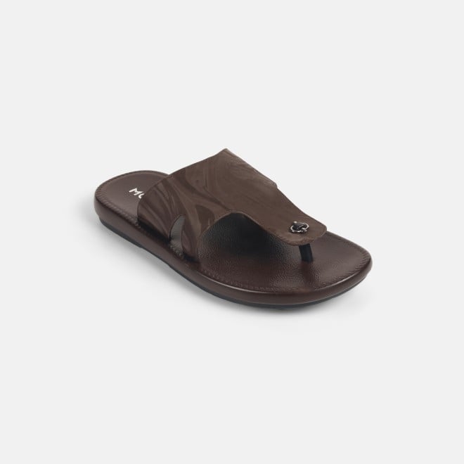 Mochi Men Brown Casual Slippers