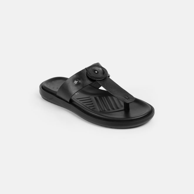 Mochi Men Black Casual Slippers