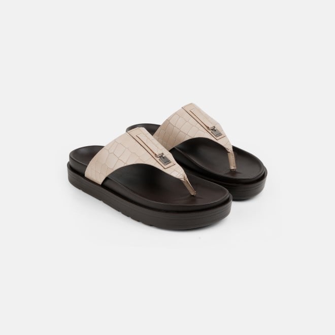 Mochi Men Beige Casual Slippers (SKU: 16-1243-20-40)