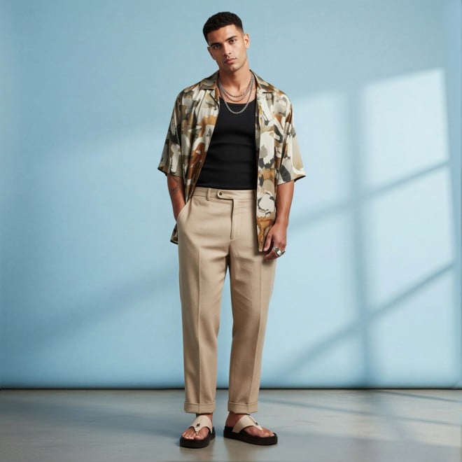 Mochi Men Beige Casual Slippers (SKU: 16-1243-20-40)