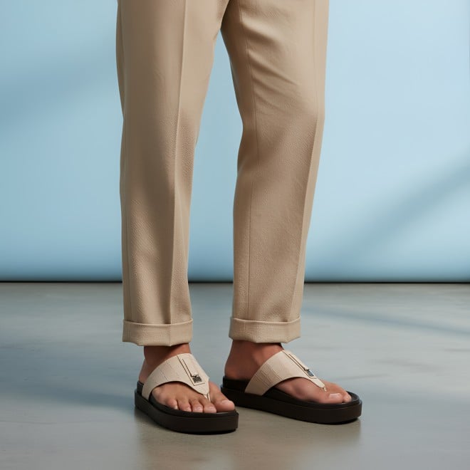 Mochi Men Beige Casual Slippers (SKU: 16-1243-20-40)