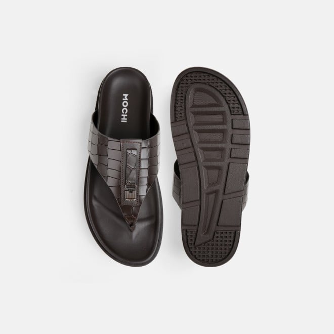 Mochi Men Brown Casual Slippers (SKU: 16-1243-12-40)