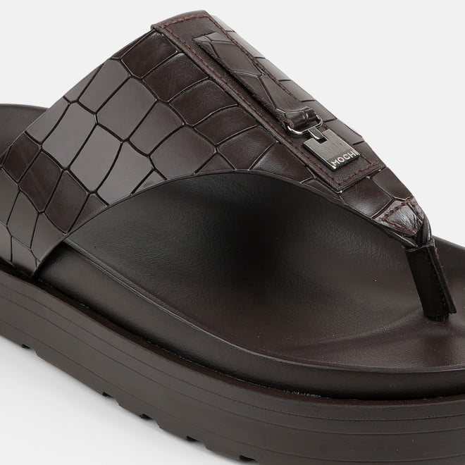Mochi Men Brown Casual Slippers (SKU: 16-1243-12-40)