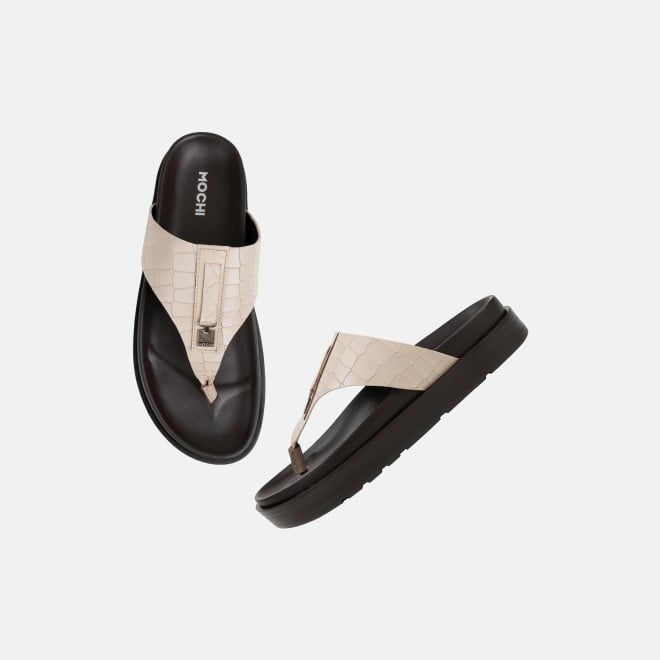 Mochi Men Beige Casual Slippers (SKU: 16-1243-20-40)