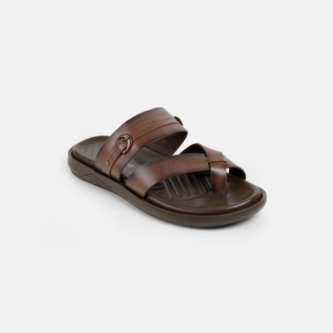 Mochi Men Brown Casual Slippers