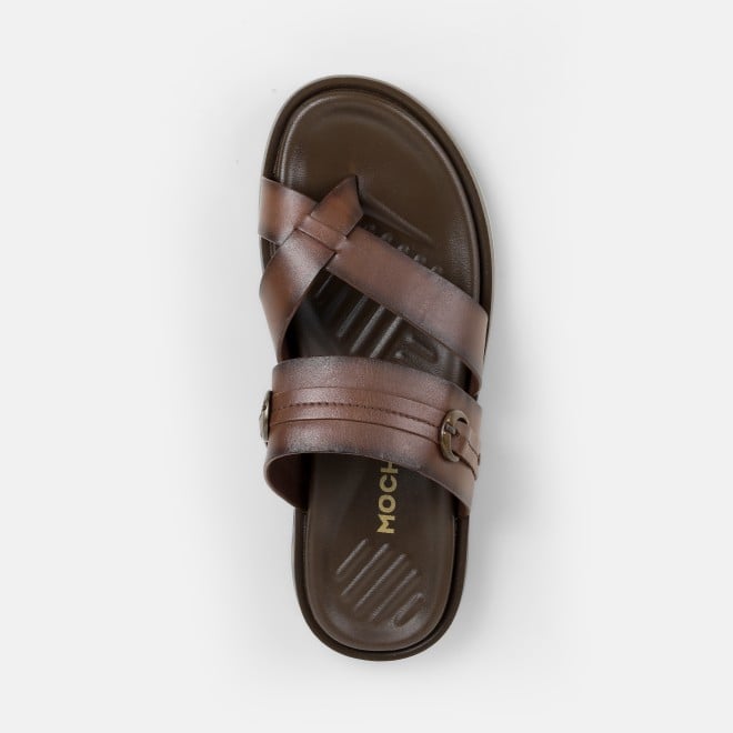 Mochi Men Brown Casual Slippers (SKU: 16-1253-12-40)