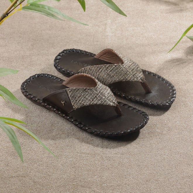 Mochi Men Brown Casual Slippers