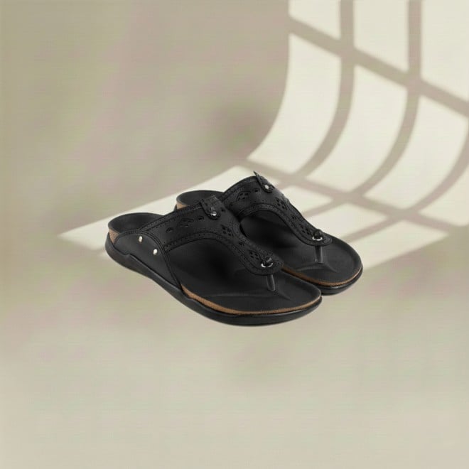 Mochi Men Black Casual Slippers