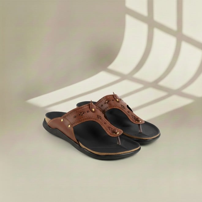 Mochi Men Tan Casual Slippers