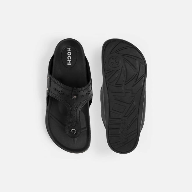 Mochi Men Black Casual Slippers (SKU: 16-1264-11-40)