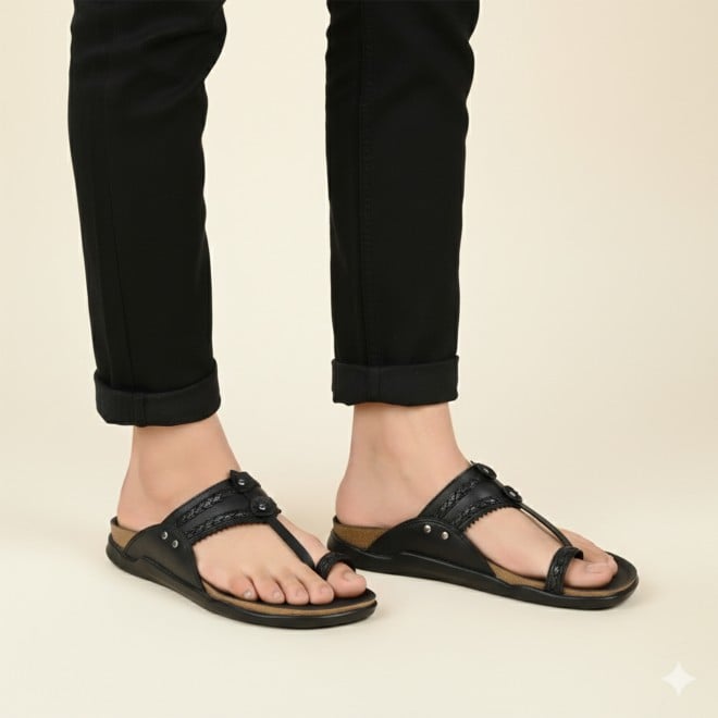 Mochi Men Black Ethnic Kolhapuris (SKU: 16-1265-11-40)