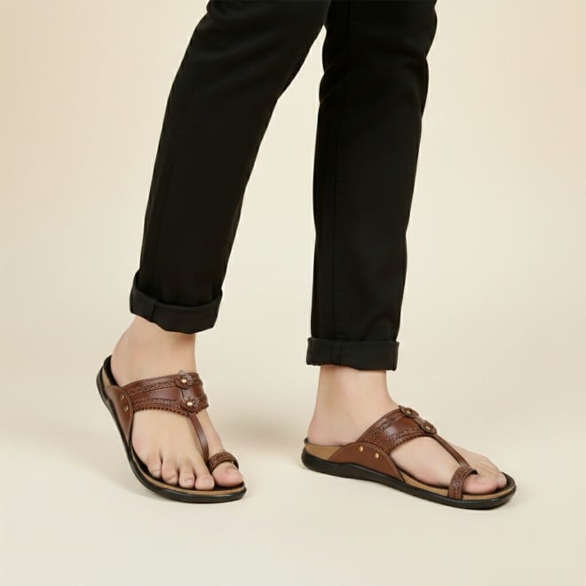 Mochi Men Tan Ethnic Kolhapuris (SKU: 16-1265-23-40)