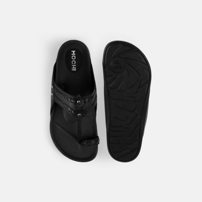 Mochi Men Black Ethnic Kolhapuris (SKU: 16-1265-11-40)