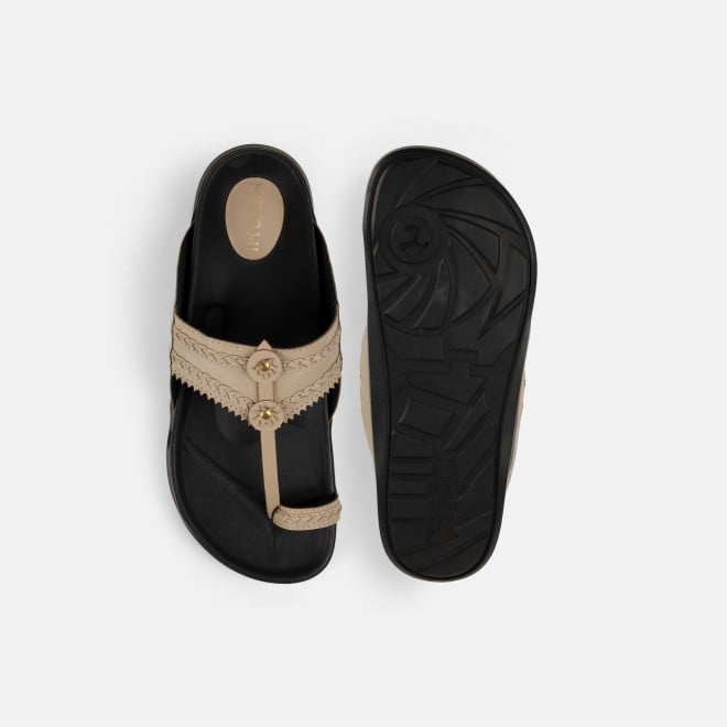 Mochi Men Beige Ethnic Kolhapuris (SKU: 16-1265-20-42)