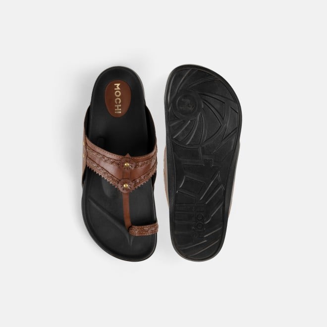 Mochi Men Tan Ethnic Kolhapuris (SKU: 16-1265-23-40)