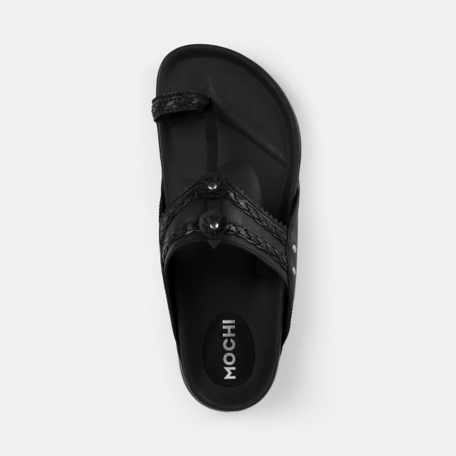 Mochi Men Black Ethnic Kolhapuris (SKU: 16-1265-11-40)