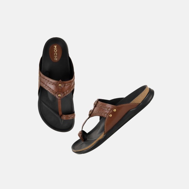 Mochi Men Tan Ethnic Kolhapuris (SKU: 16-1265-23-40)
