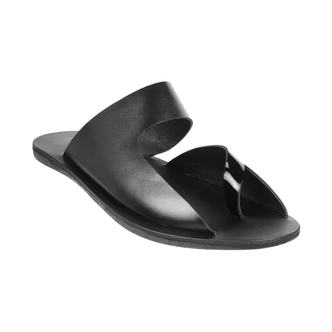 Mochi Black Casual Slippers for Men