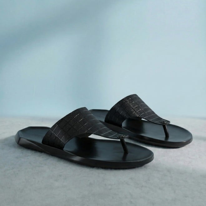 Mochi Men Black Casual Slippers