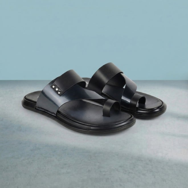 Mochi Men Black Casual Slippers