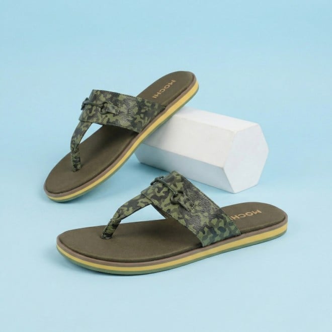 Mochi Men Olive Casual Slippers