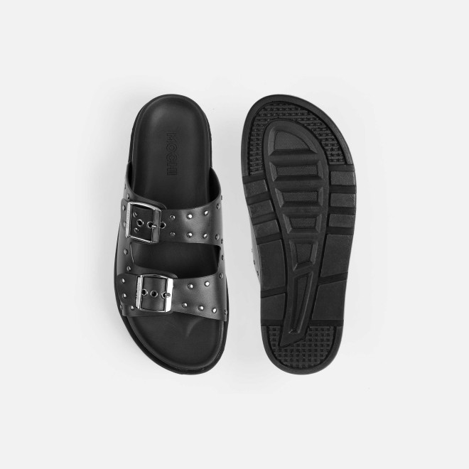 Mochi Men Black Casual Slippers (SKU: 16-1322-11-40)