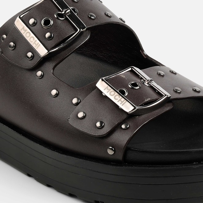 Mochi Men Brown Casual Slippers (SKU: 16-1322-12-40)