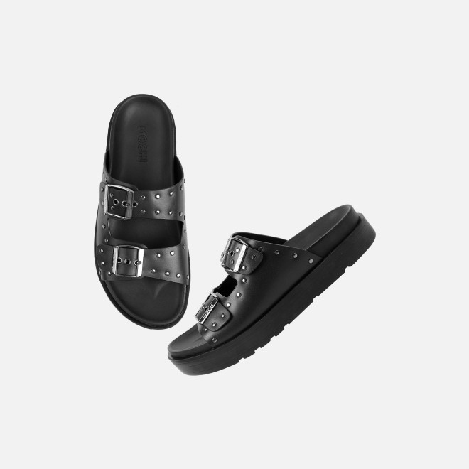 Mochi Men Black Casual Slippers (SKU: 16-1322-11-40)