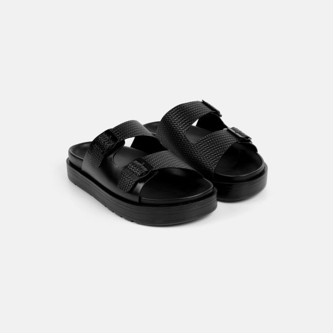Mochi Men Black Casual Slippers (SKU: 16-1324-11-40)