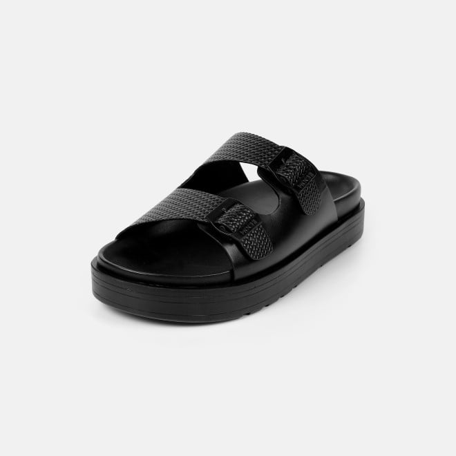 Mochi Men Black Casual Slippers (SKU: 16-1324-11-40)