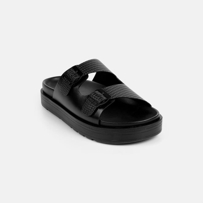 Mochi Men Black Casual Slippers