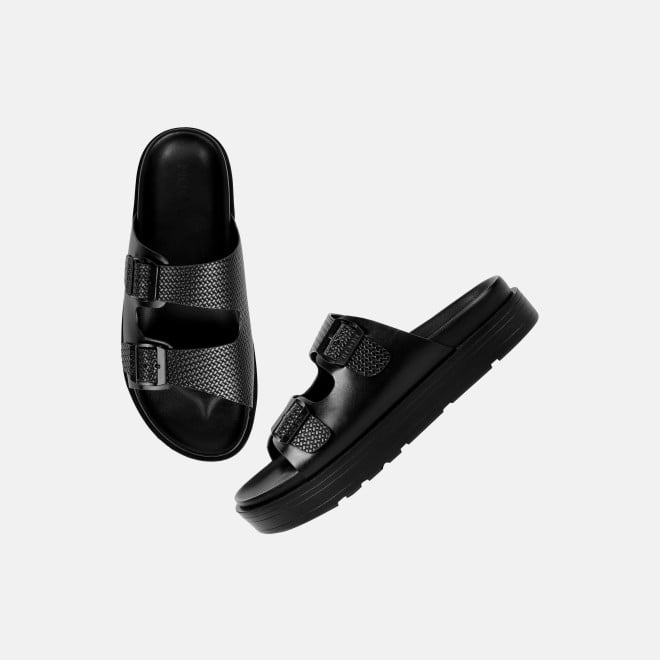 Mochi Men Black Casual Slippers (SKU: 16-1324-11-40)