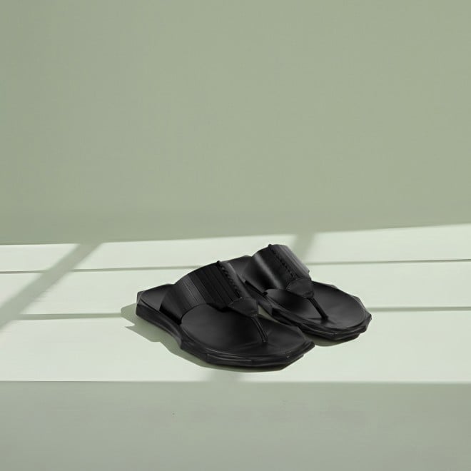 Mochi Men Black Casual Slippers