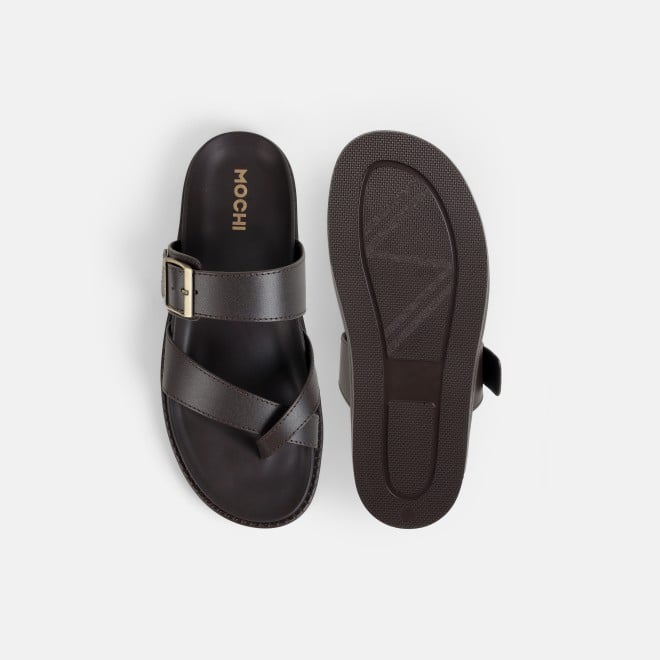 Mochi Men Brown Casual Slippers (SKU: 16-1341-12-40)