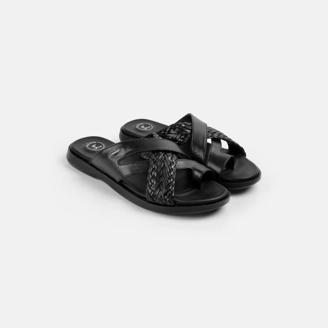 Mochi Men Black Casual Slippers (SKU: 16-1342-11-40)