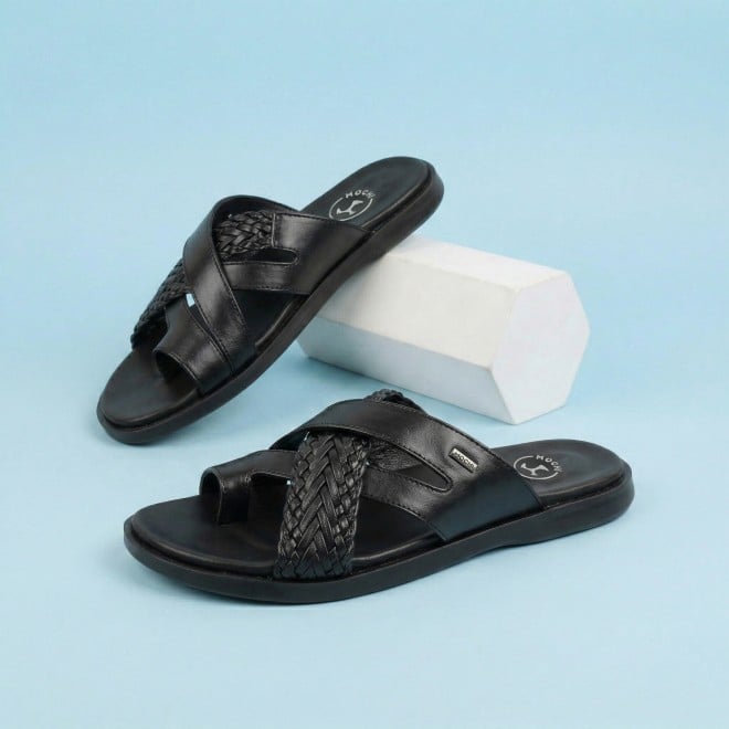 Mochi Men Black Casual Slippers