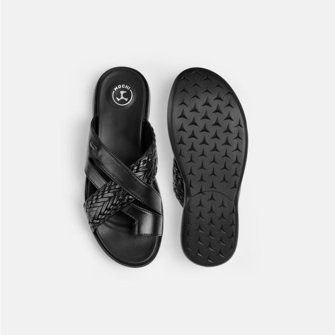 Mochi Men Black Casual Slippers (SKU: 16-1342-11-40)