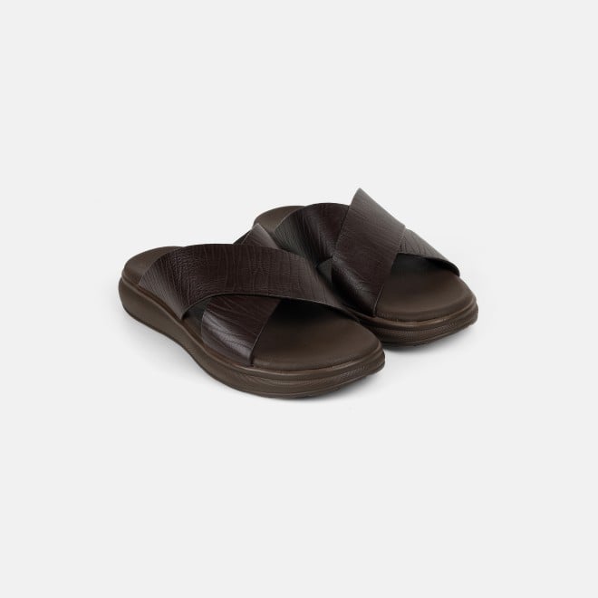 Mochi Men Brown Casual Slippers (SKU: 16-1343-12-40)