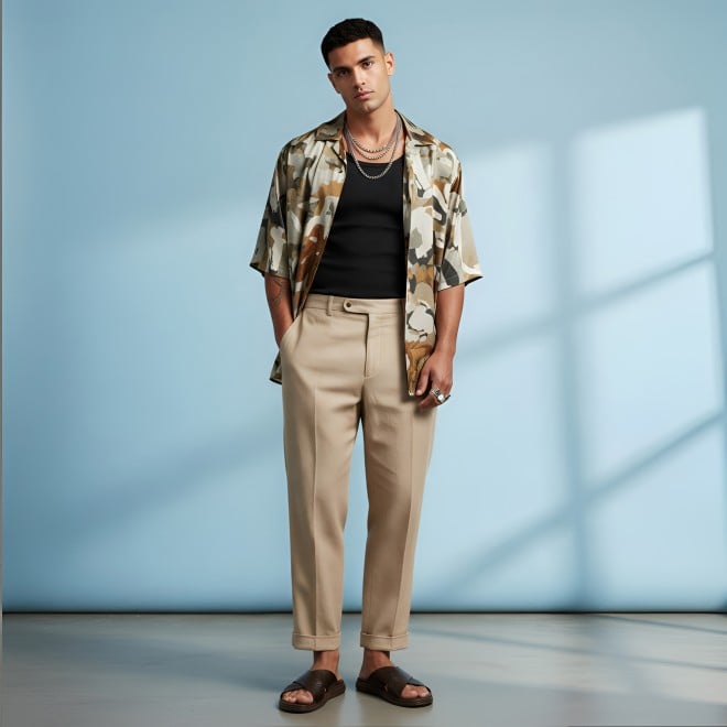 Mochi Men Brown Casual Slippers (SKU: 16-1343-12-40)