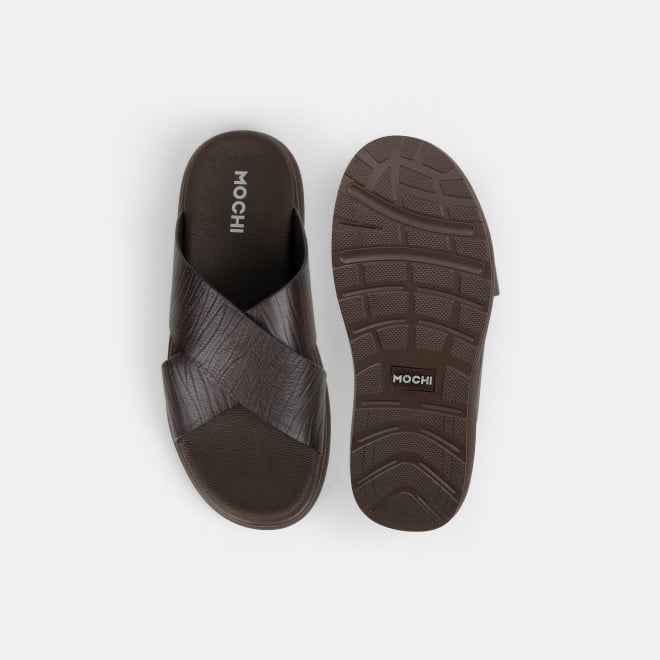 Mochi Men Brown Casual Slippers (SKU: 16-1343-12-40)