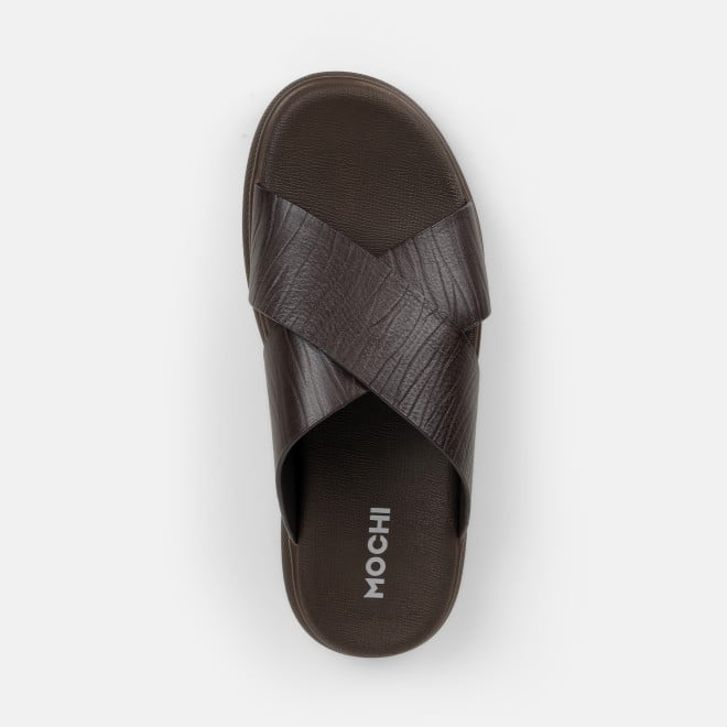 Mochi Men Brown Casual Slippers (SKU: 16-1343-12-40)