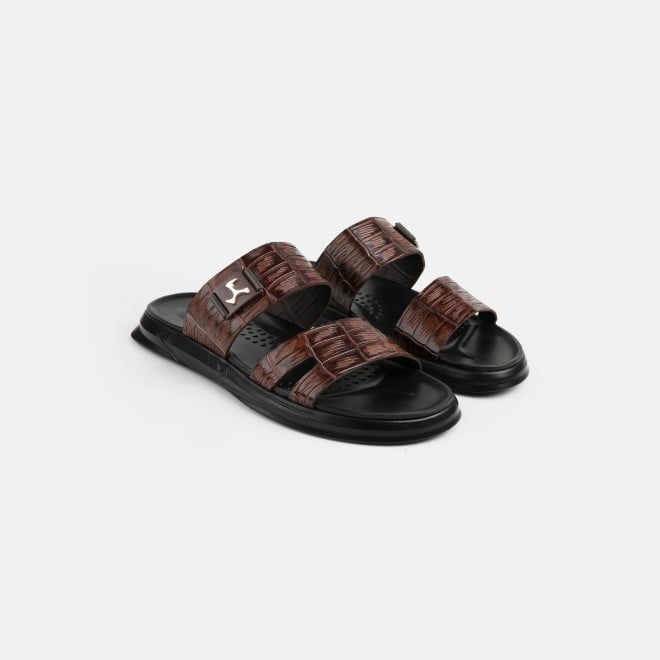Mochi Men Brown Casual Slippers (SKU: 16-1380-12-40)