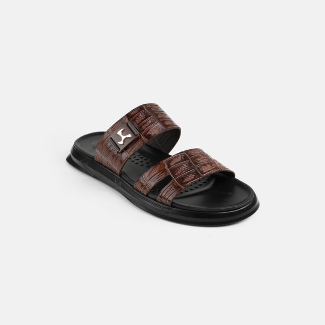 Mochi Men Brown Casual Slippers (SKU: 16-1380-12-40)