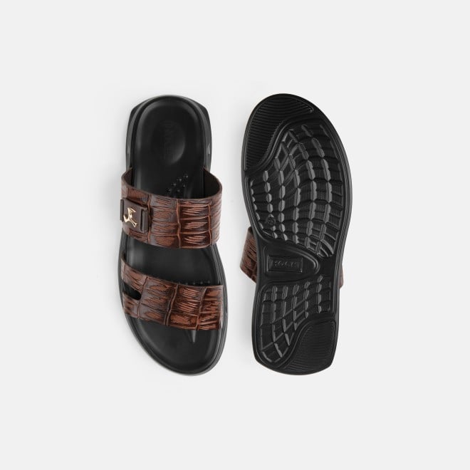 Mochi Men Brown Casual Slippers (SKU: 16-1380-12-40)