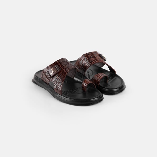 Mochi Men Brown Casual Slippers (SKU: 16-1381-12-40)