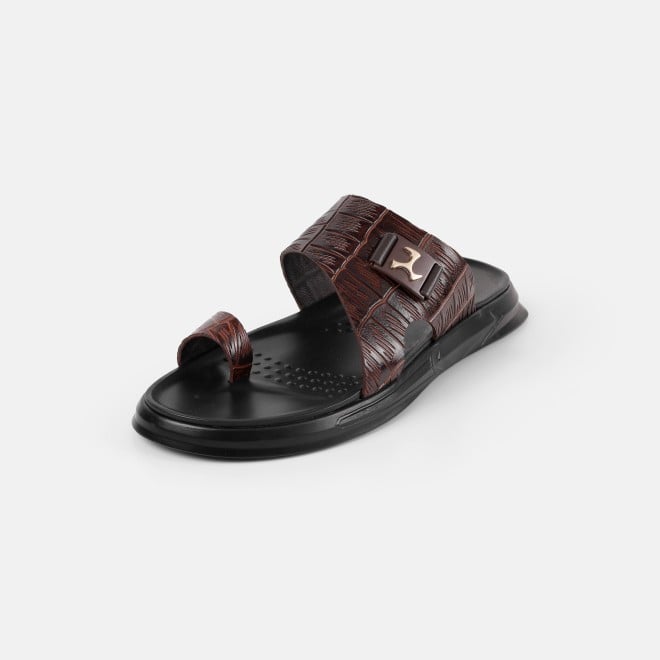 Mochi Men Brown Casual Slippers (SKU: 16-1381-12-40)