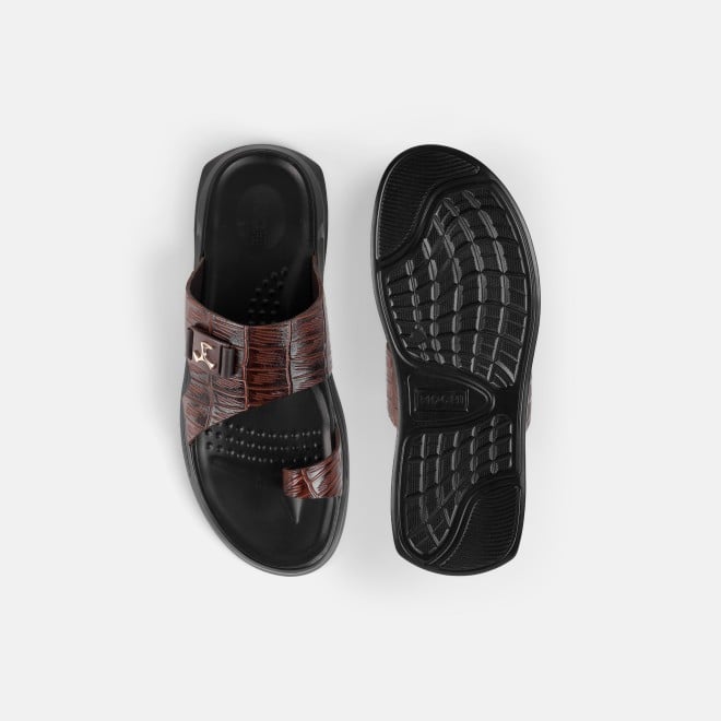 Mochi Men Brown Casual Slippers (SKU: 16-1381-12-40)